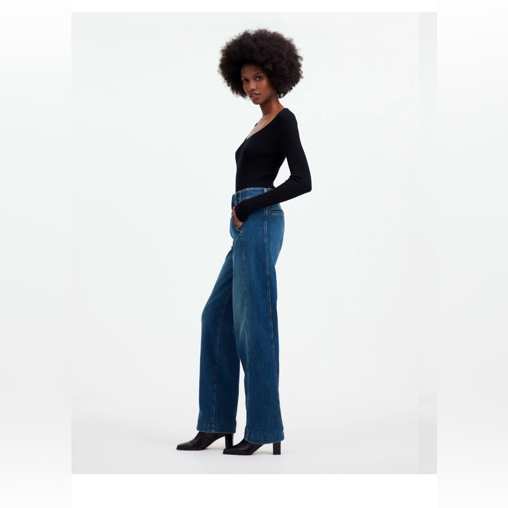 Madewell Dark Blue High-Waist Tapered Leg Trouser Jeans